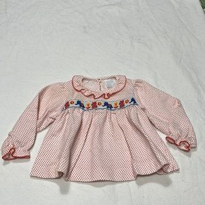 Children’s Red & White Polka Dot Top With Circus Animal Detail